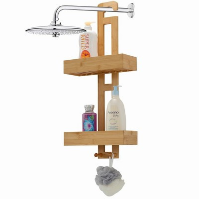 Bathroom Multi-function Natural Bamboo Storage Rack Over Shower Head Organizer, Shower Ball, Shampoo, Conditioner, Soap Holder | Target