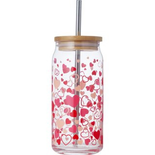 Silver One Hearts Glass Tumbler + Bamboo Lid, 20 oz | CVS Health