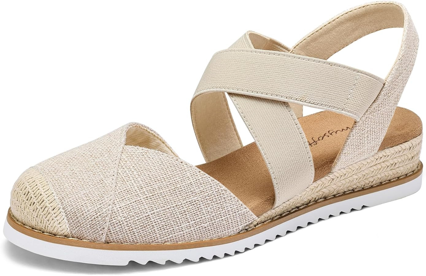 mysoft Womens Wedge Sandals Low Heel Comfortable Closed Toe Espadrilles Slip-on Elastic Ankle Str... | Amazon (US)