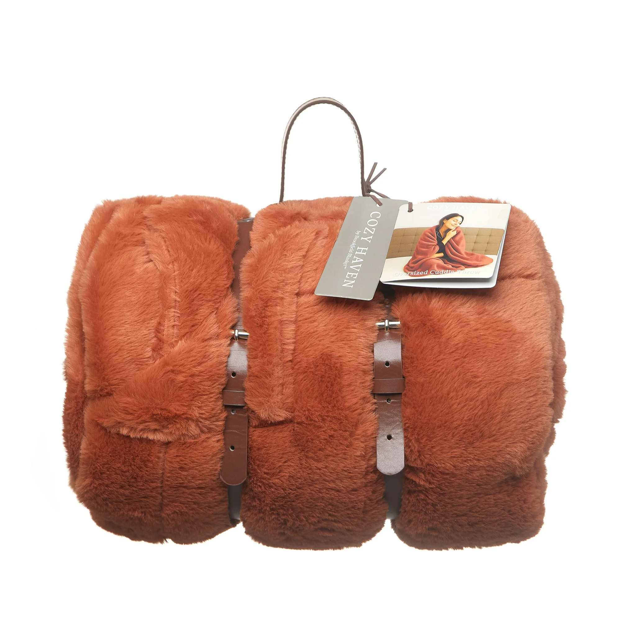 Cozy Haven Oversized Faux Fur Throw Blanket, Copper, 50" x 72" | Walmart (US)
