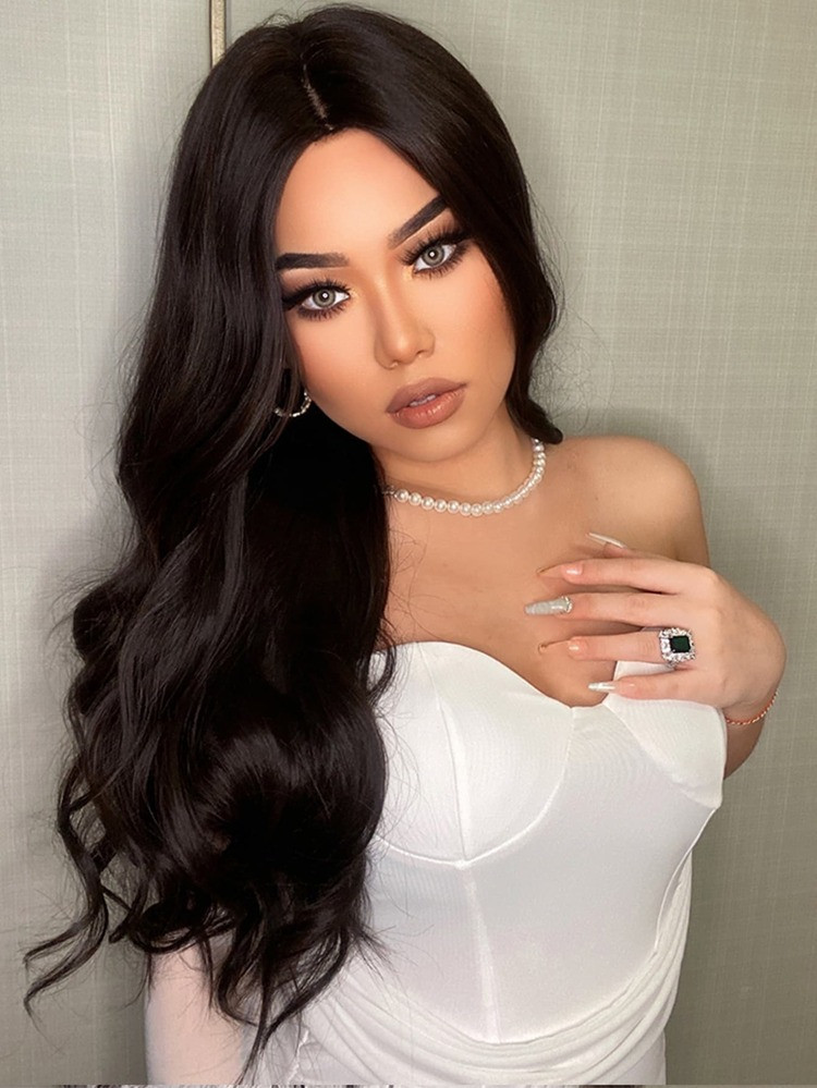 Natural Long Curly Synthetic Wig | SHEIN