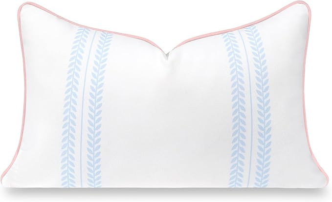 Hofdeco Premium Coastal Grandmillennial Patio Indoor Outdoor Lumbar Pillow Cover Only, 12"x20" Wa... | Amazon (US)
