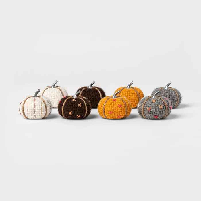 8pk Mini Tweed with Stitch Harvest Pumpkins - Spritz™ | Target