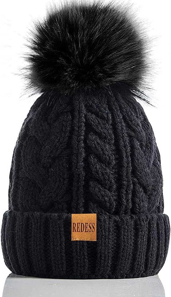 REDESS Women Winter Pompom Beanie Hat with Warm Fleece Lined, Thick Slouchy Snow Knit Skull Ski C... | Amazon (US)
