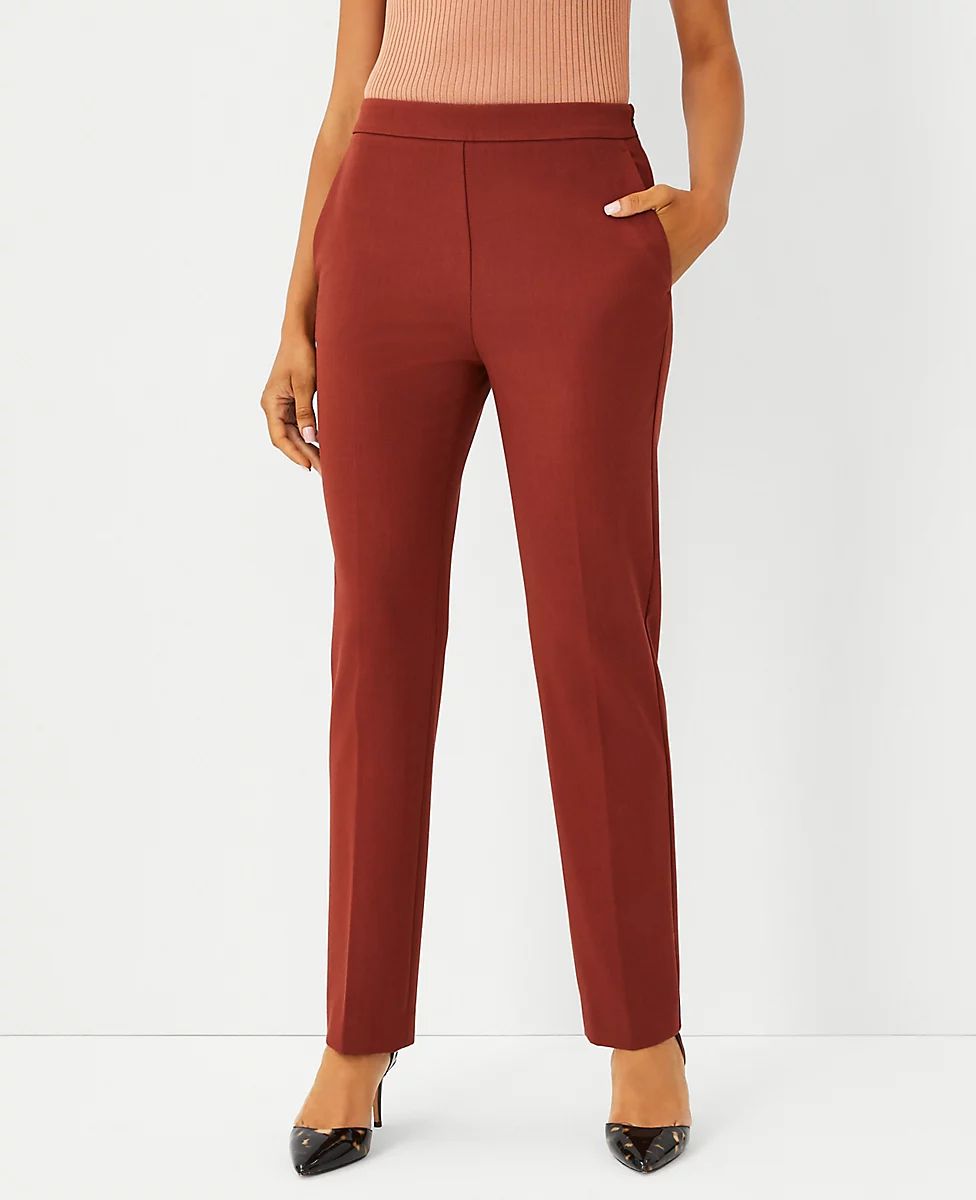 The High Rise Side Zip Ankle Pant in Bi-Stretch - Curvy Fit | Ann Taylor (US)