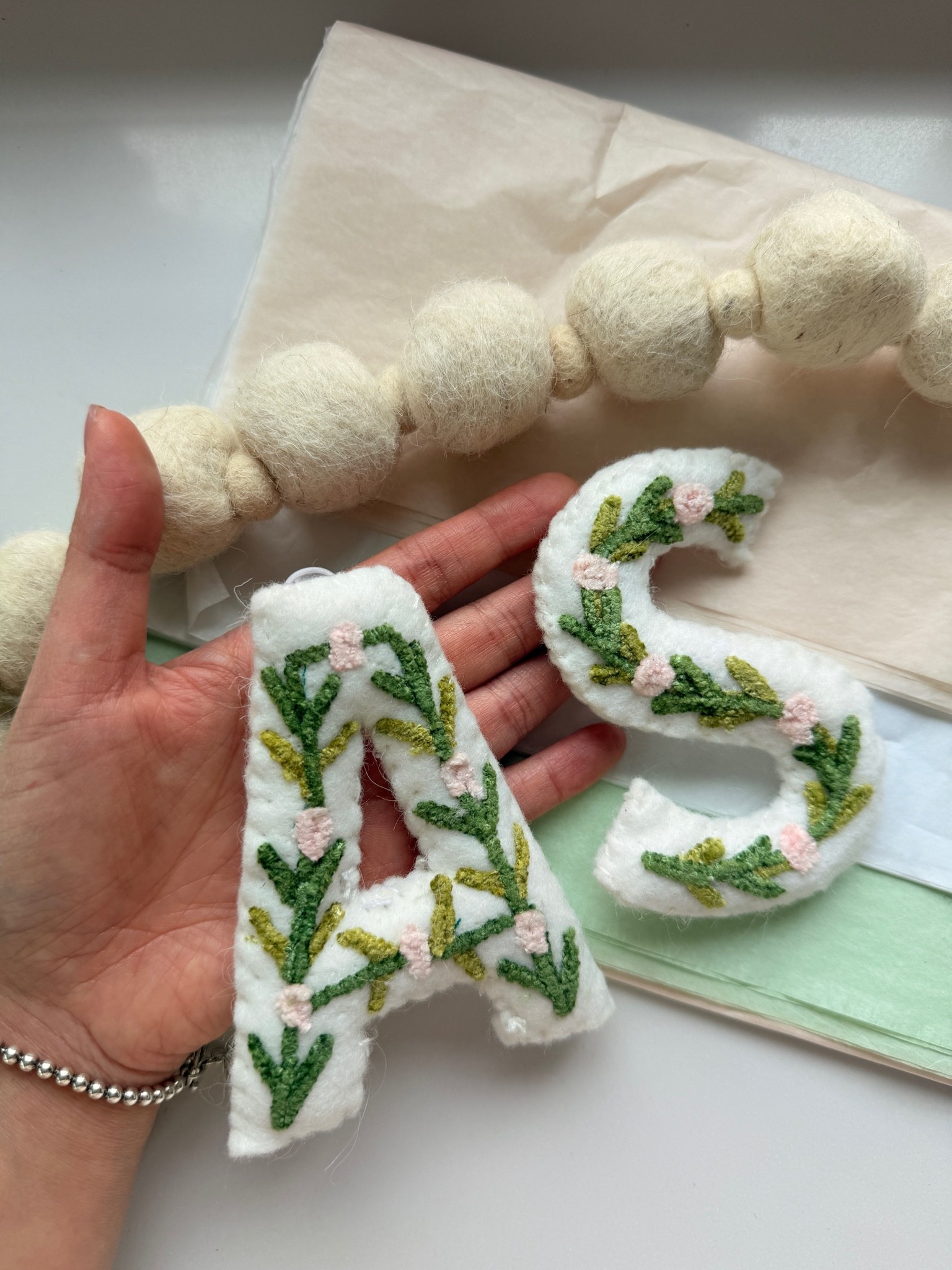 These embroidery/ felted letters are so cute and is going to be perfect to spell out a name or to make a banner with. I also got the felted balls to hang them off of!

#LTKbaby #LTKkids #LTKfamily
