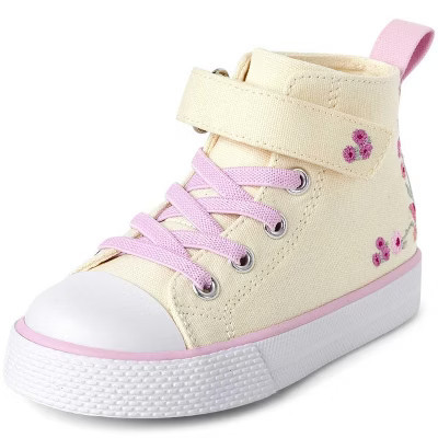 The Children's Place Toddler Girls Embroidered Floral High Top Sneakers Gray TODDLER 9 | Target