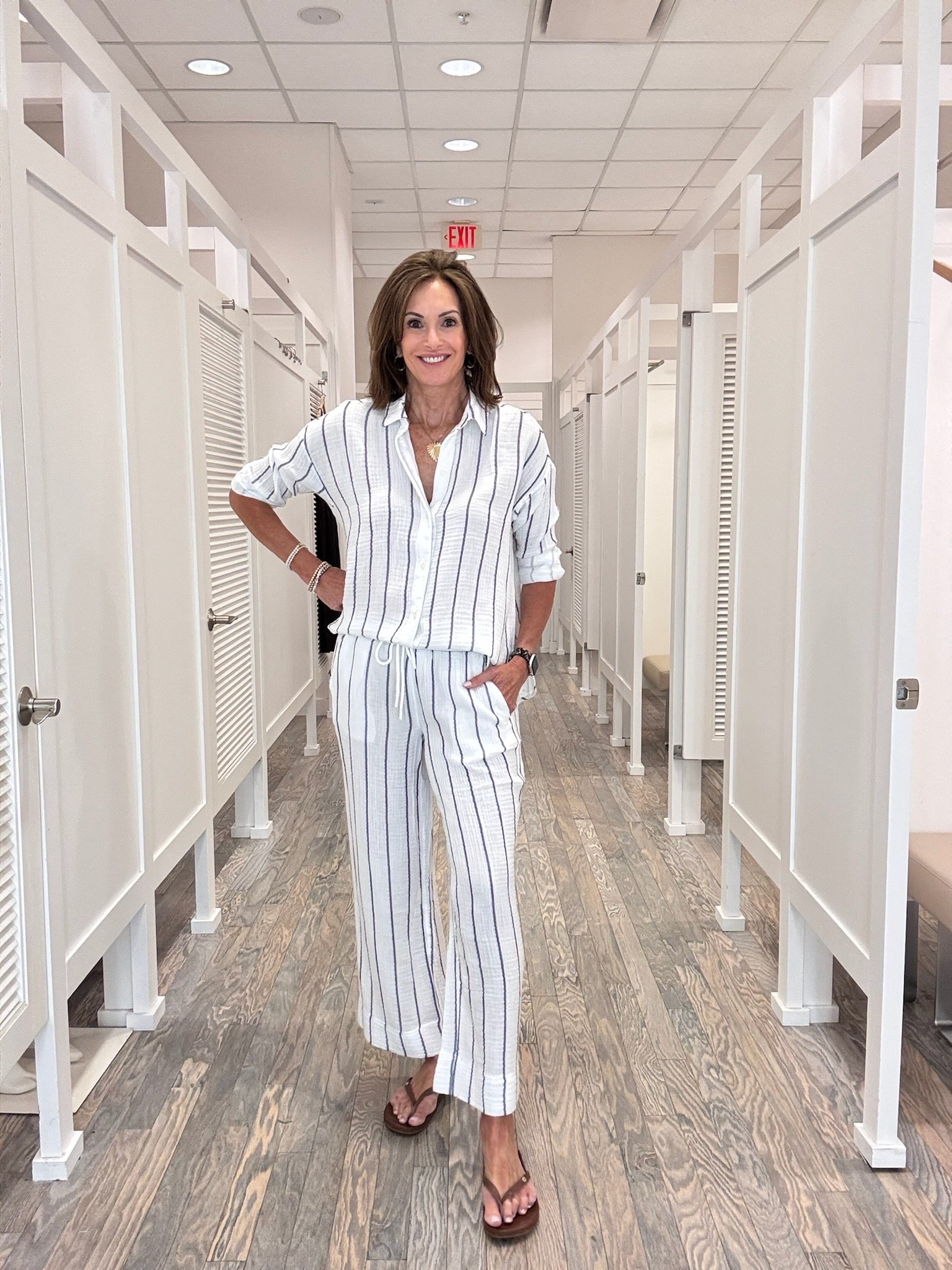 Stripe gauze outfit 
Top- small
Pants - small

Vacation outfit
Travel 
Summer
Matching set 
Summer style

#LTKgrwm #LTKootd #LTKSeasonal