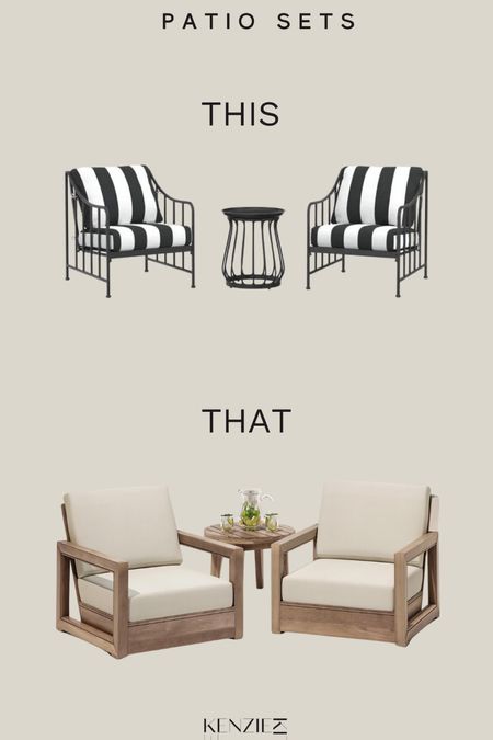 I have a slight obsessed with these patio chairs! The striped are under $300

Home decor 
Patio finds 
Patio furniture 

#LTKhome