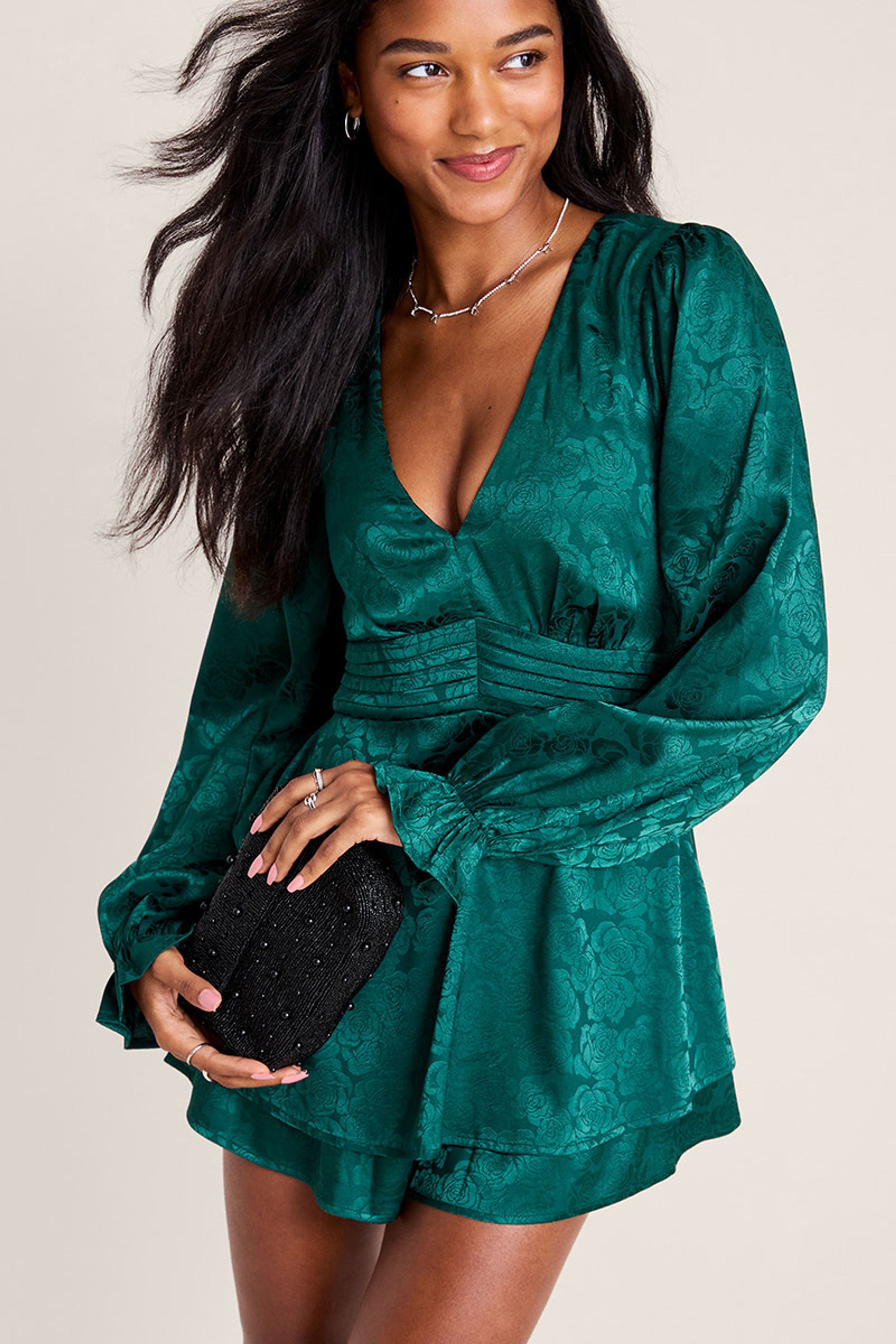 Jenny Jacquard Floral Romper | Francesca's