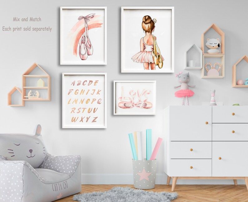 Brunette Ballerina Wall Art Print  Baby Girl Bedroom Wall | Etsy | Etsy (CAD)