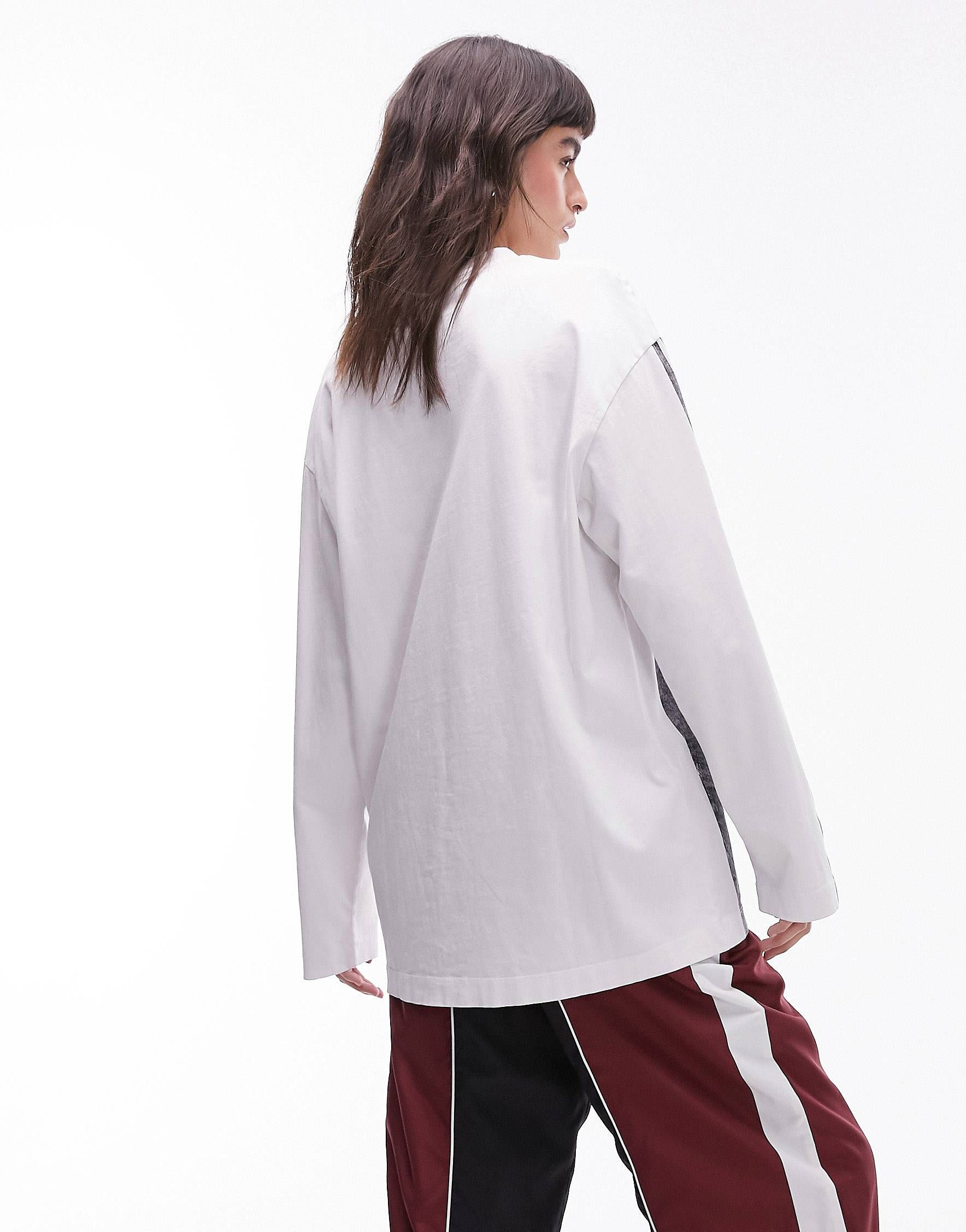 Topshop graphic long sleeve 1980 sporty skater tee in white | ASOS (Global)