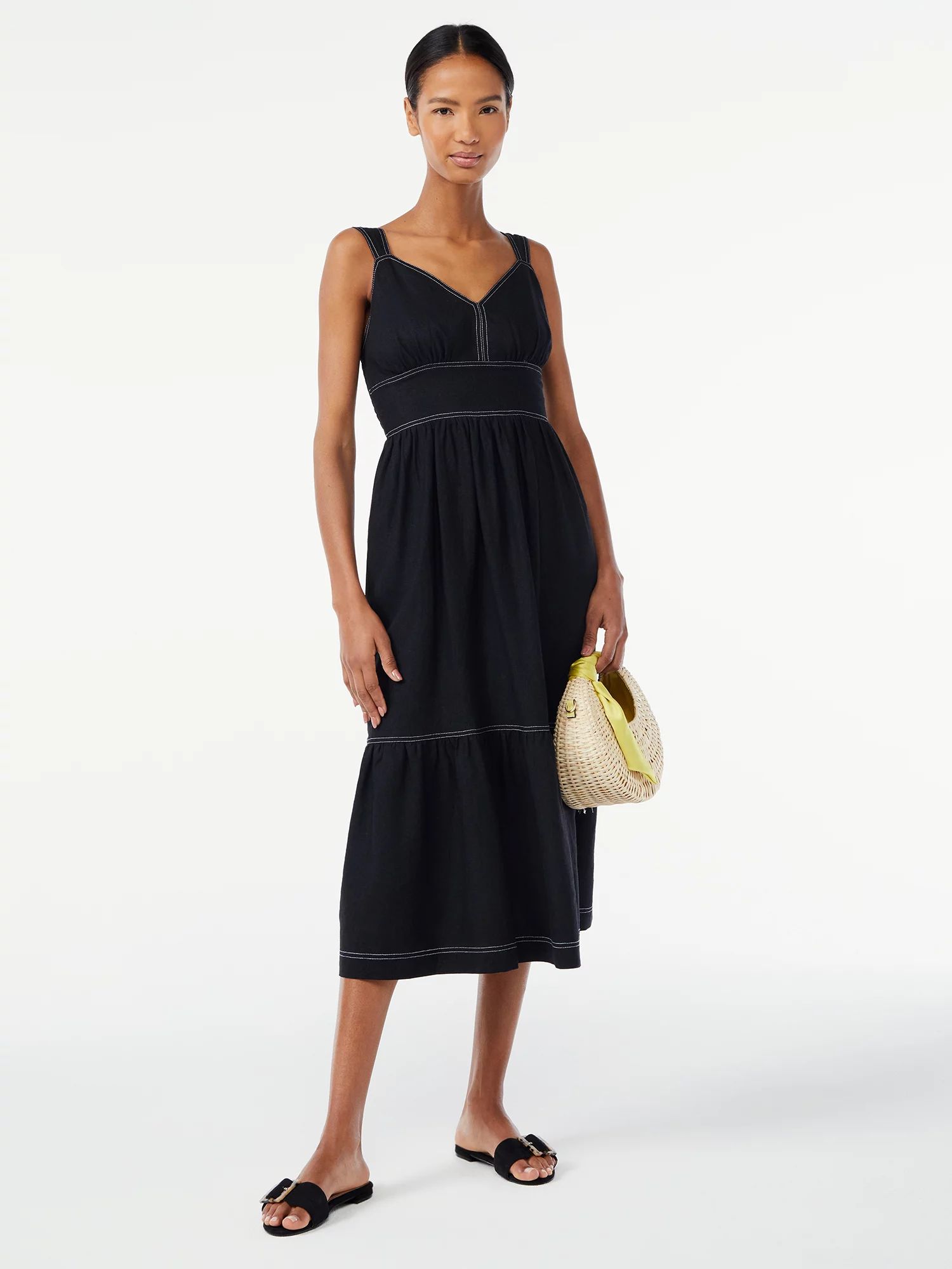 Scoop Women's Linen Blend Maxi Dress - Walmart.com | Walmart (US)