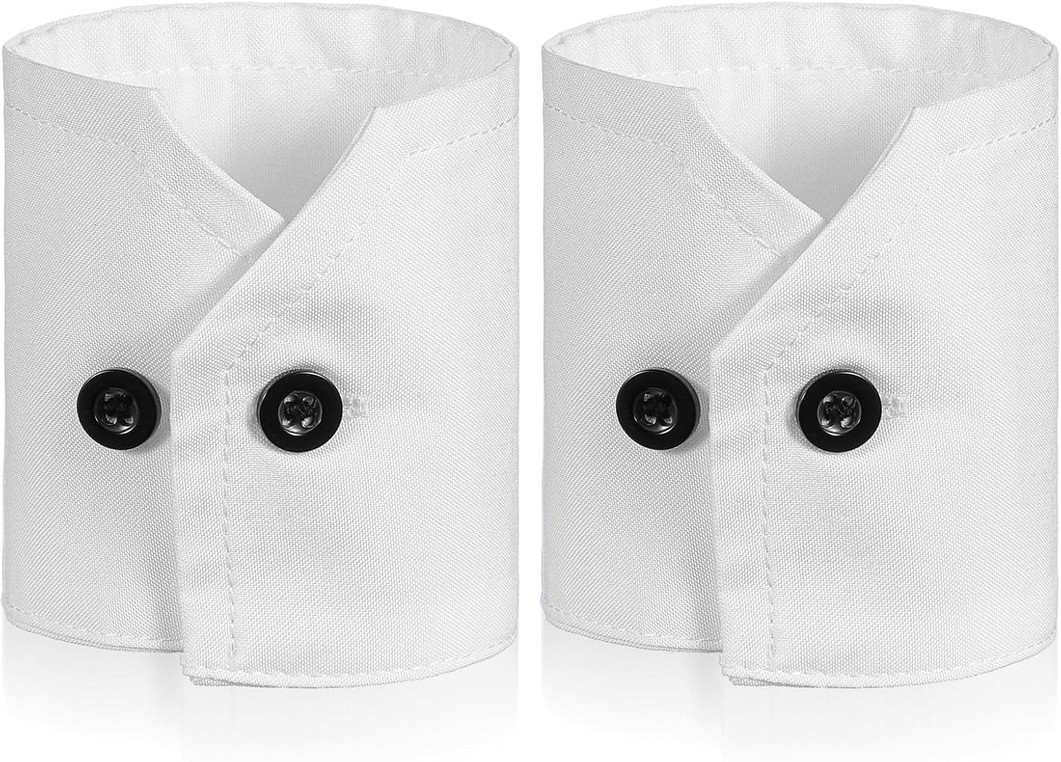 Larrel 2 PCS Fake Wrist Cuff Sleeves, Detachable Sleeves False Hand Sleeve Garment Decorated Accessories for Women Men Dresses Shirts Suit Blouse Coat (White With Black Buckle) | Amazon (US)