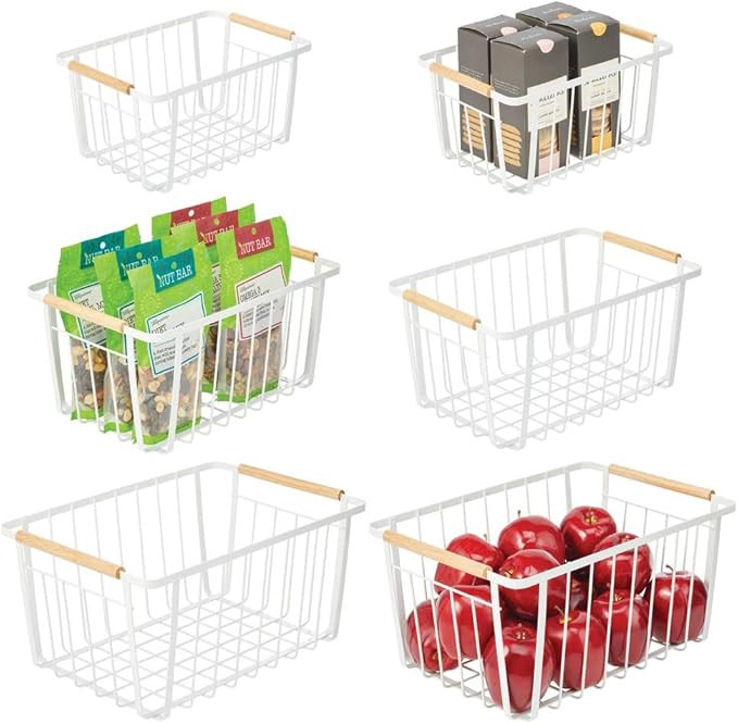 mDesign Farmhouse Decor Metal Wire Pantry, Home Organizer Storage Bin Basket - for Cabinets, Shel... | Amazon (US)