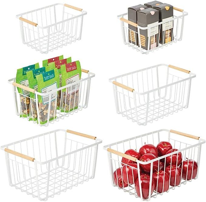mDesign Farmhouse Decor Metal Wire Pantry, Home Organizer Storage Bin Basket - for Cabinets, Shel... | Amazon (US)