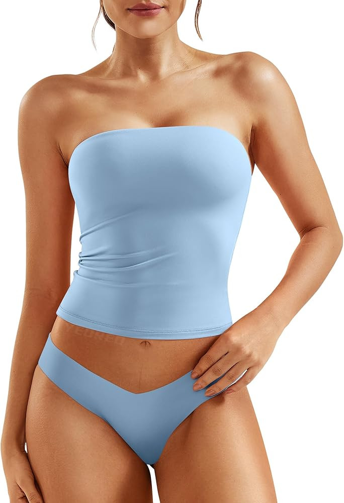 YEOREO Sophie Women Sexy Long Tube Tops Double Lined Basic Y2K Summer Cute Strapless Fitted Bande... | Amazon (US)
