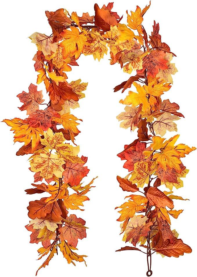 Lvydec 2 Pack Maple Leaves Fall Garland Clearance - 5.8ft/Strand Artificial Fall Foliage Garland ... | Amazon (US)