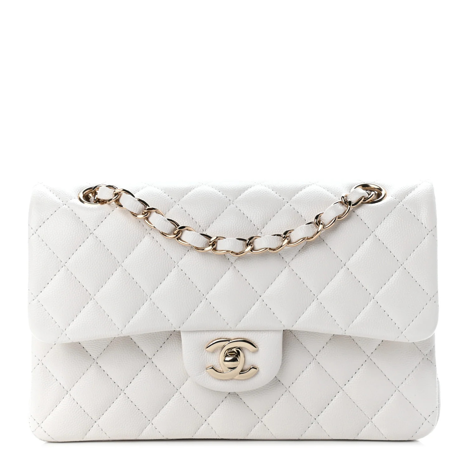 CHANEL Caviar Quilted Small Double Flap White | FASHIONPHILE | Fashionphile