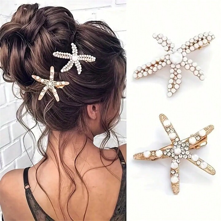 Vintage Faux Pearl Decor Starfish Shaped Hair Clip Stylish Hair Bun Maker Accessory, Suitable For Women And Girls For Daily Wearhair Accessories For Women | SHEIN