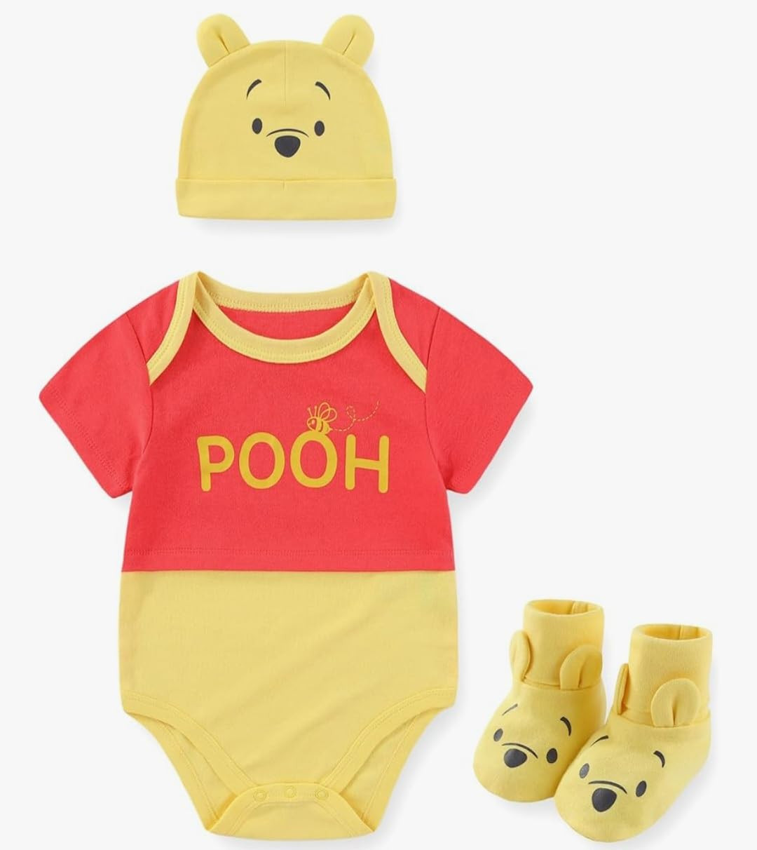 Disney Winnie the Pooh Baby Boys Short Sleeve Bodysuit with Hat and Booties 3 Piece Set for Newbo... | Amazon (US)