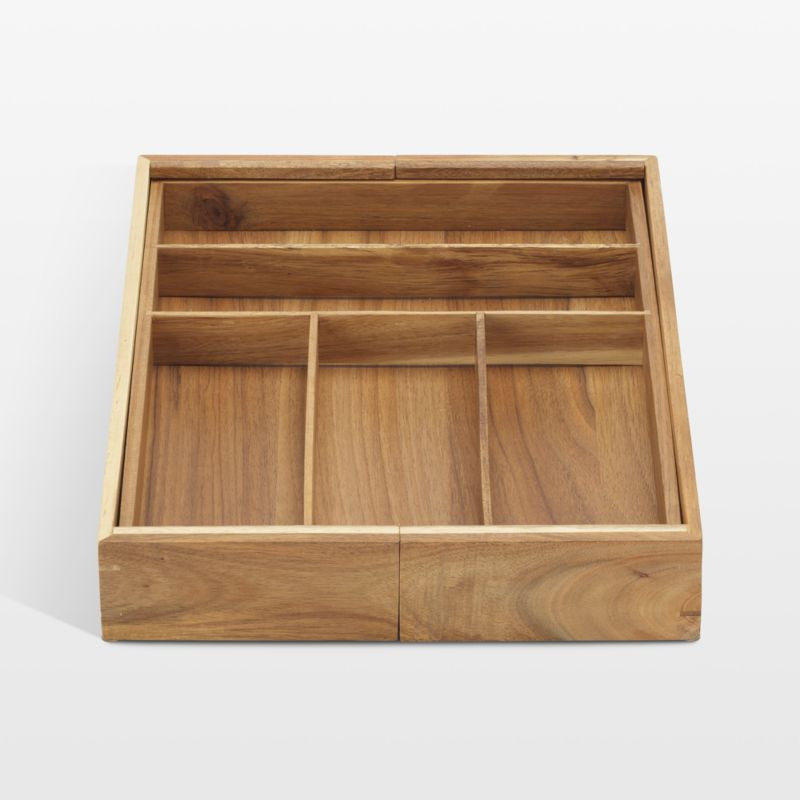 NeatMethod Acacia Wood Flatware Organizer + Reviews | Crate & Barrel | Crate & Barrel