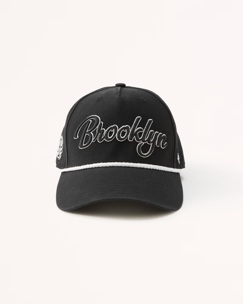 Abercrombie & Fitch Men's Brooklyn Nets Graphic Trucker Hat in Black - Size 1 SIZE | Abercrombie & Fitch (US)