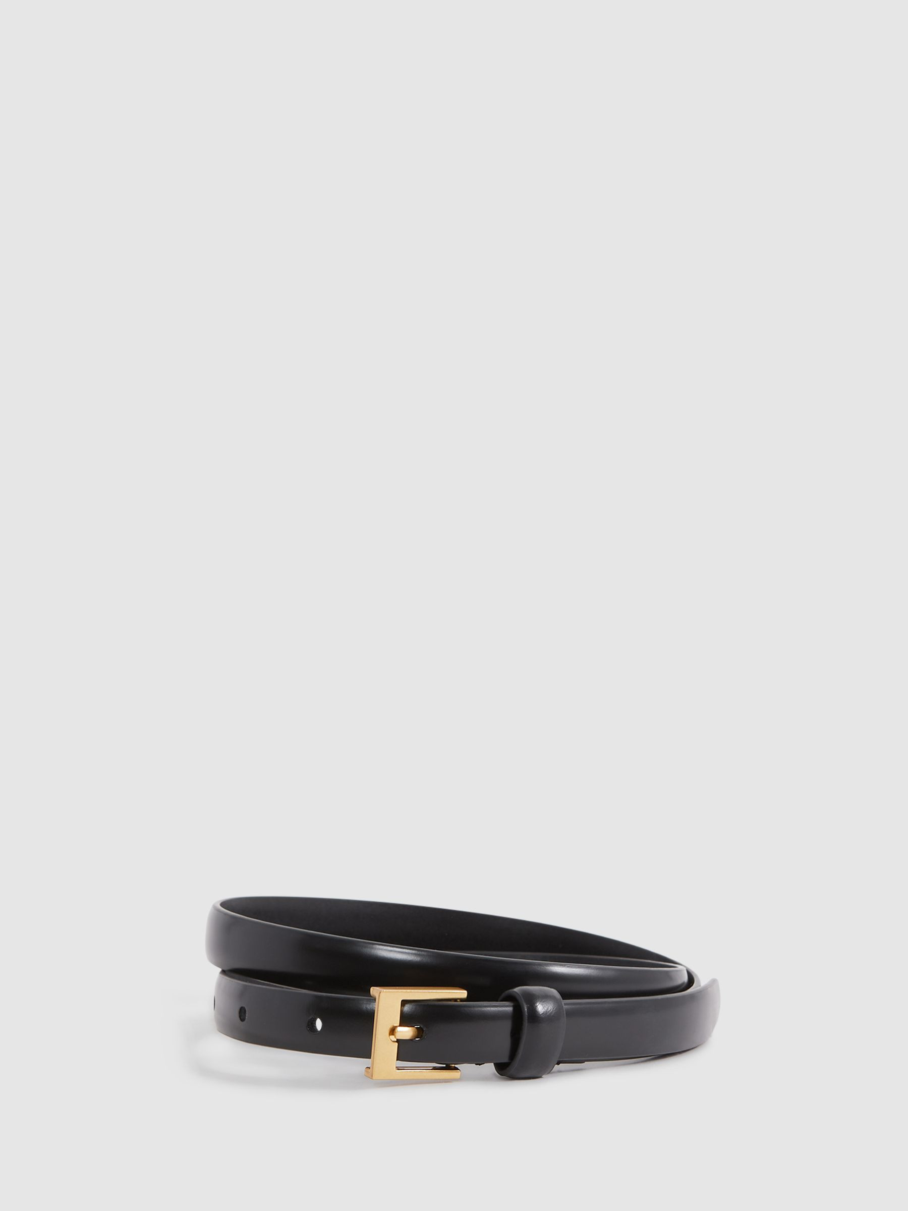 Thin Leather Belt in Black | Reiss UK