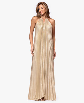 Women's Pleated Halter Neck Gown | Macy's