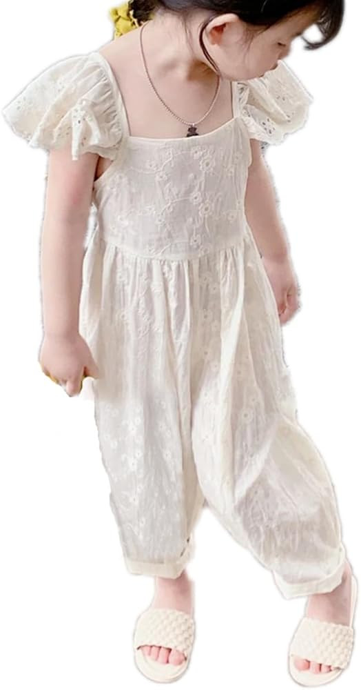 Colorful Childhood Vintage Floral embroidery Toddler Girls Rompers Backless Summer Jumpsuit for P... | Amazon (US)