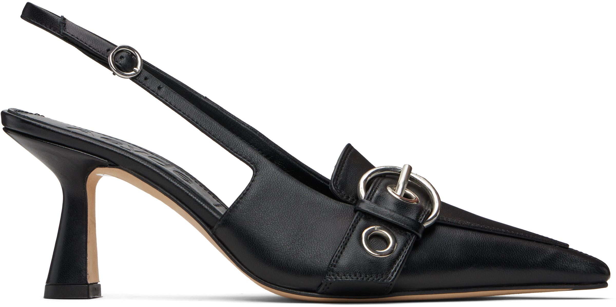 Aeyde Black Tara Eyelet Heels | SSENSE