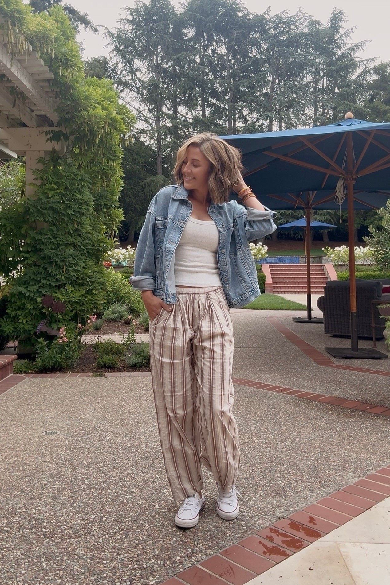 OK these parachute pants tho 😍 wearing size small in everything!

#LTKootd #LTKdayinmylife #LTKOver40