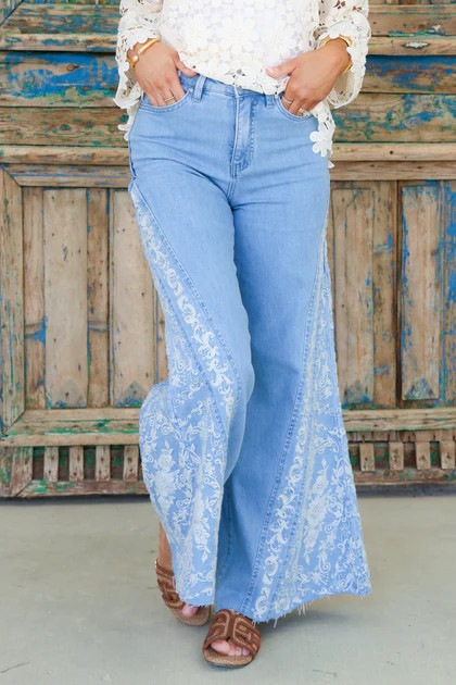 What You Want High Rise Light Blue Flare Jean | The Willow Tree