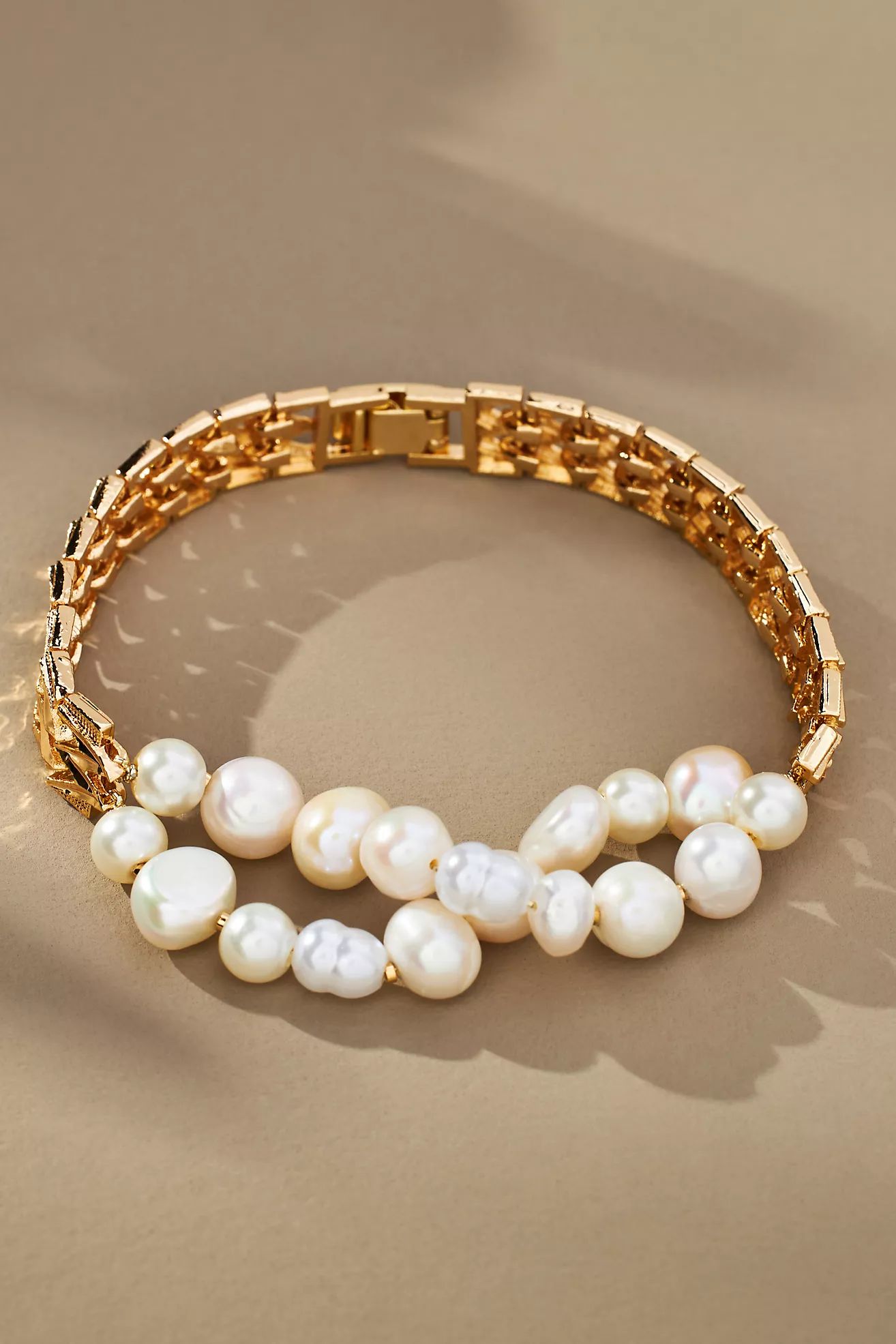 Double Pearl Watchband Bracelet | Anthropologie (US)