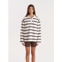Cream Stripe Oversized Rugby Top- Hailey | 4th & Reckless