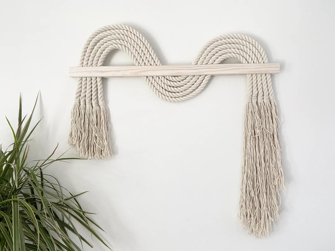 Wavy Wall Art,macrame Wall Hanging, Textile Fiber Knot Art, Fringe Scandi Style, Bohemian Accent,... | Etsy (US)