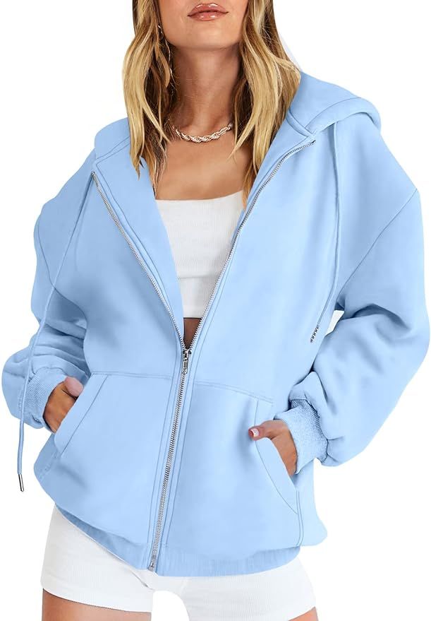 ANRABESS Women's Oversized Zip Up Hoodies Sweatshirts Y2K Clothes Teen Girl Fall Casual Drawstrin... | Amazon (US)