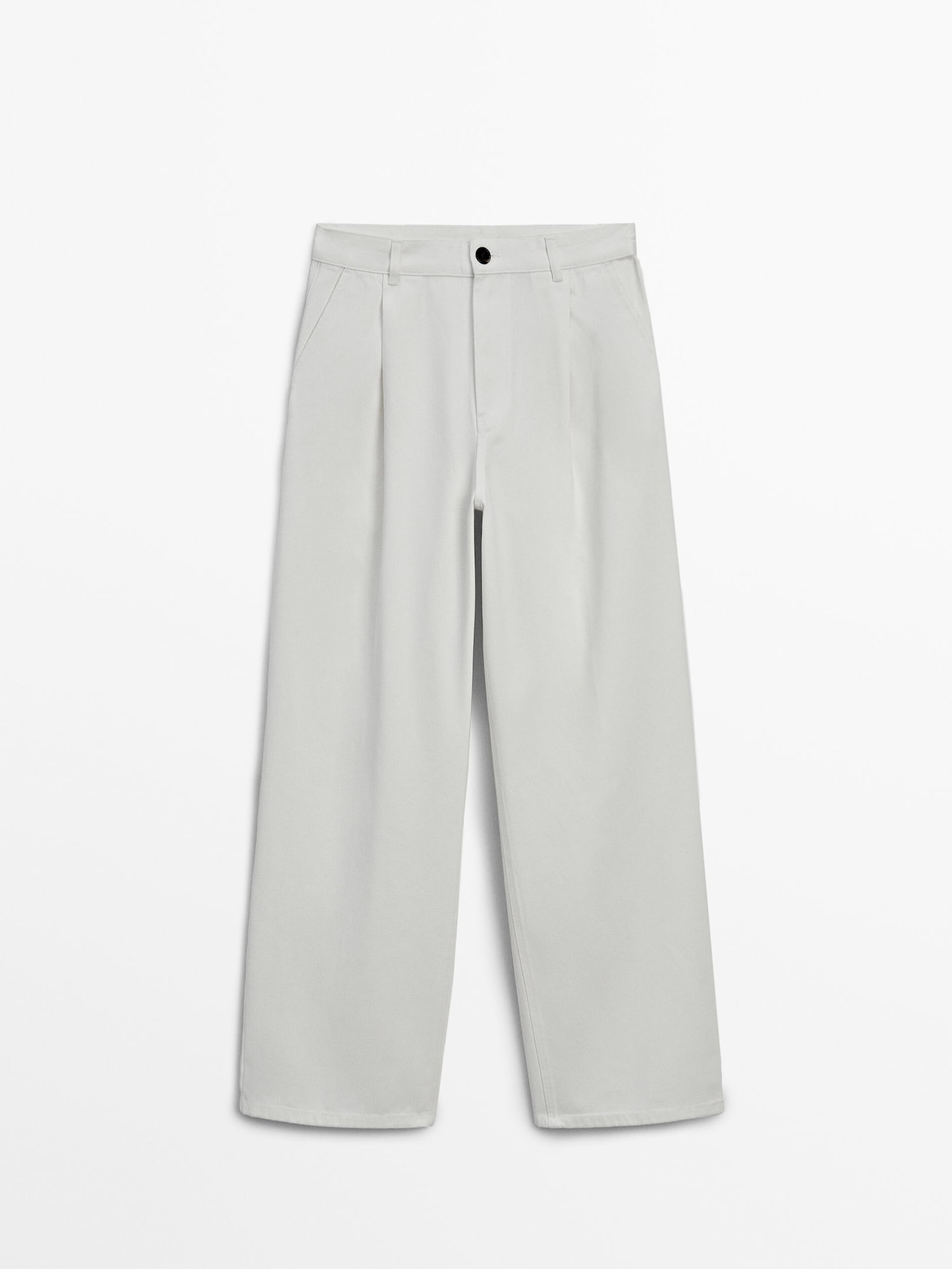 Twill cotton trousers with double darts | Massimo Dutti UK
