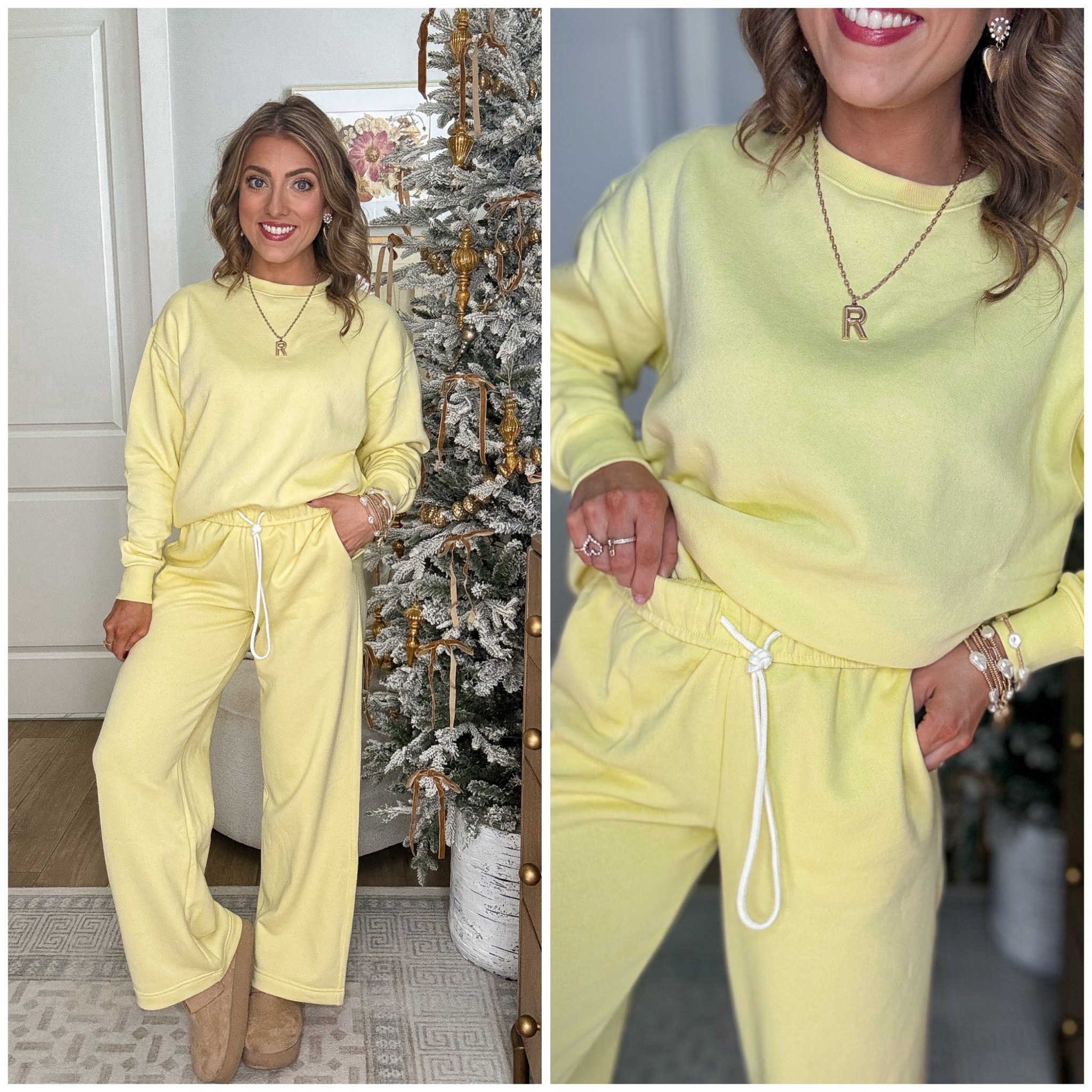 Obsessed is an understatement with these Walmart matching separates in the prettiest butter yellow 💛
Both pieces are only $11 each, making this one of the best affordable Walmart fashion finds right now!

The soft sweatshirt pairs perfectly with the relaxed drawstring pants for an easy, comfy look you can wear at home, running errands, travel days, or even styled up with jewelry and boots. I love how lightweight yet cozy this set feels — it’s the ultimate throw-on-and-go outfit.

✨ Mix + match friendly
✨ Ultra comfy fit
✨ Budget-friendly
✨ On-trend butter yellow

Everything is linked in LTK so you can shop this Walmart matching set and all my favorite Walmart outfit ideas in one place 🛒

#walmartfashion #walmartfinds #walmartstyle #walmartoutfit #matchingseparates #butteryellow #affordablefashion #budgetfriendlystyle #comfyoutfit #casualstyle #everydaywear #ltkfinds #ltkstyle