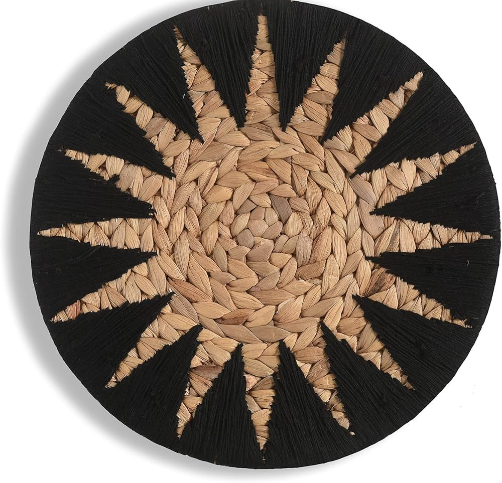 IOWER Woven Basket Wall Décor Black Macrame Wall Hanging Woven Placemats Home Boho Wall Décor 1... | Amazon (US)