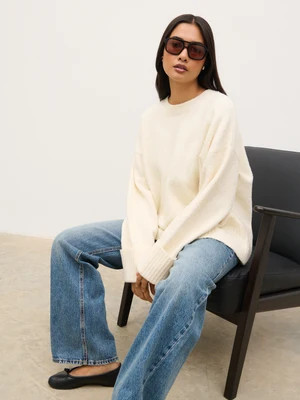 Camille Oversized Borg Jumper - Cream | Pretty Lavish (UK)