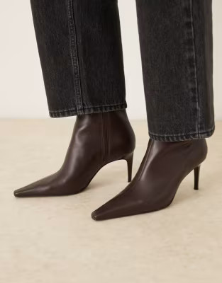 Mango stiletto ankle boot in dark brown | ASOS | ASOS (Global)