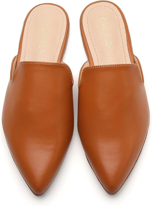 CHANGGER Working Mules for Women Flats Closed Pointed Toe Backless Slip on Slides Business Casual... | Amazon (US)