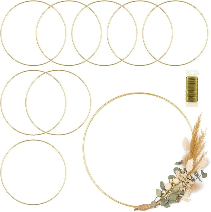 8 Pack Metal Rings for Crafts 18 Inches Macrame Rings Dream Catcher Supplies Floral Hoop Centerpi... | Amazon (US)