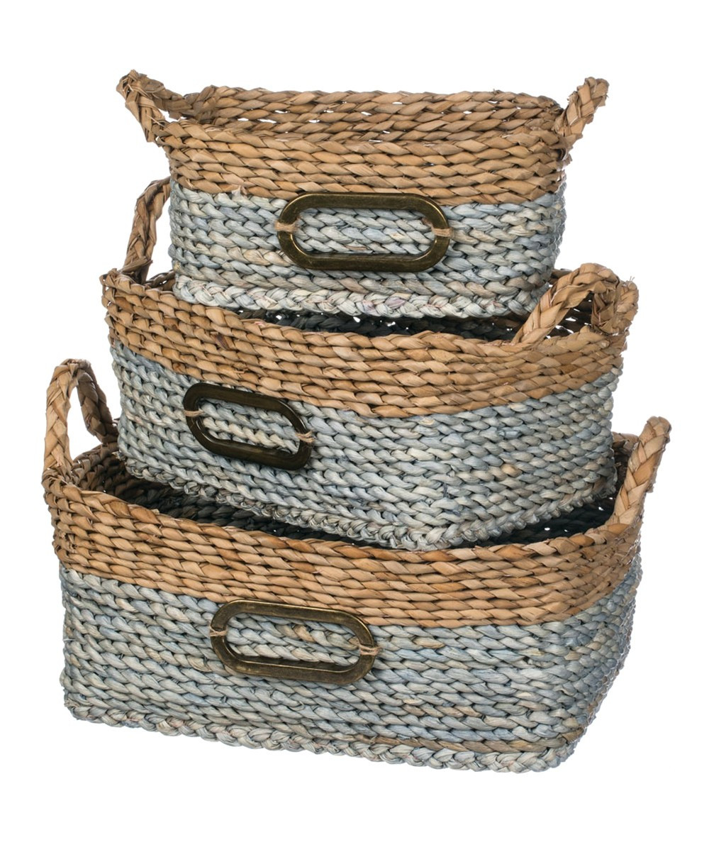 Sullivans Baskets BL/NAT - Square Baskets - Set of 3 | Zulily