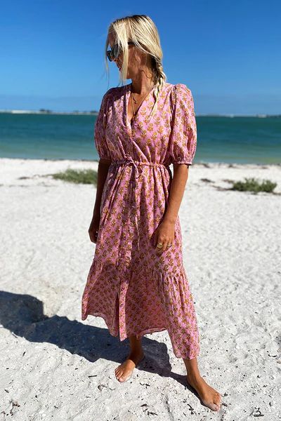 Lucy Dress - Pink Little Marigolds | Emerson Fry