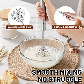 2026 Upgraded Semi-Automatic Stainless Steel Egg Beater \u2013 Hand Push Whisk for Baking, Cookin... | Amazon (US)