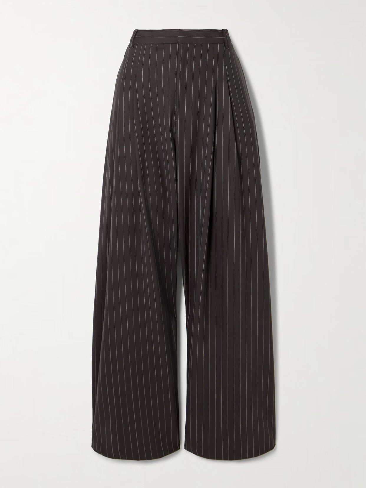 ST. AGNI - Pinstriped Pleated Wool-blend Wide-leg Pants - Brown | NET-A-PORTER (US)