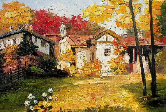 French Village Made-to-order Paintng Original Palette Knife - Etsy | Etsy (US)