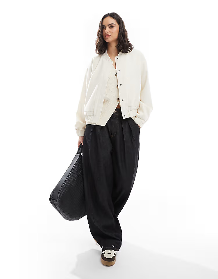 Pieces lined bomber jacket in whisper white | ASOS (Global)